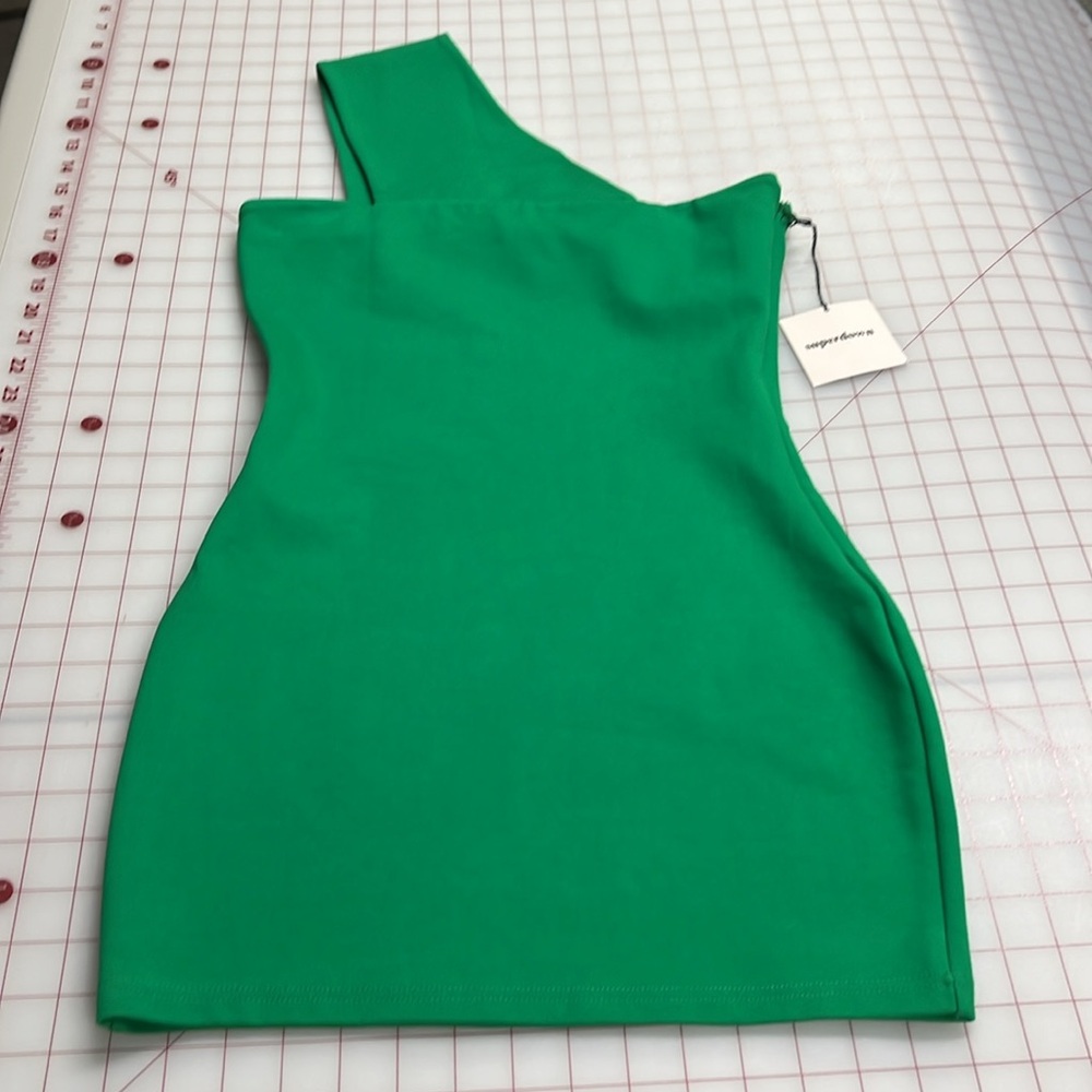 SUPERDOWN NWT "Rockie" Party Bodycon One Shoulder Bright Green Mini Dress SZ M - Picture 11 of 15